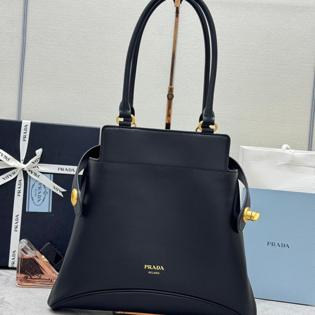 PRADA 26S CAREY MEDIUM HANDBAG 31 IN BLACK LEATHER