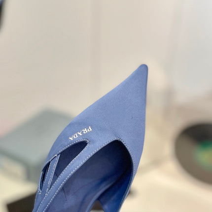 Pra Pumps 50 Square Sole Light Blue Suede Fabric