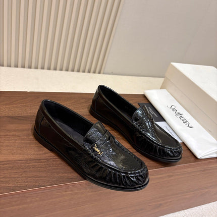 YSL 26S LOAFERS IN BLACK GLOSSY CALFSKIN