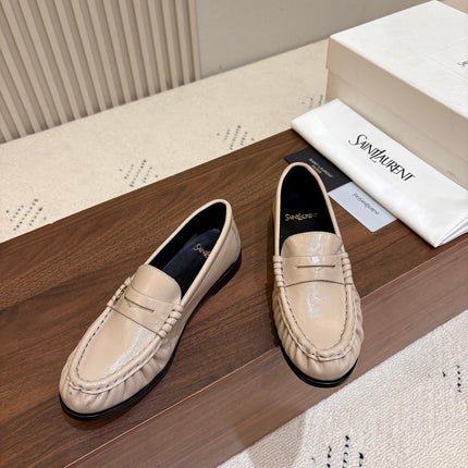 YSL 26S LOAFERS IN BEIGE GLOSSY CALFSKIN