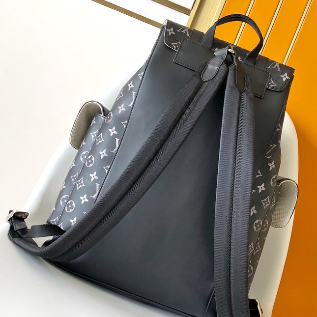 CHRISTOPHER BACKPACK 48 IN BLACK WHITE MONOGRAM CALFSKIN