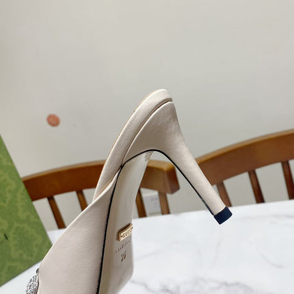 GUCCI 26S HORSEBIT HIGH-HEELED SANDALS 80 MM IN CREAM WHITE CALFSKIN