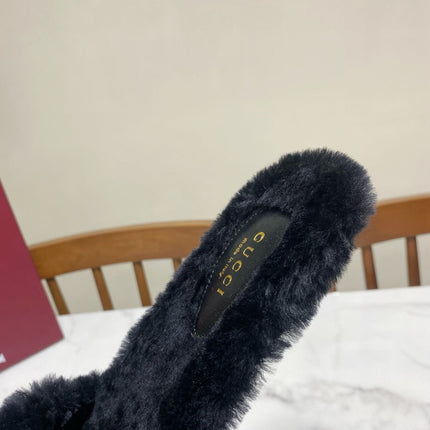 GUCCI 26S HORSEBIT MULES IN BLACK SHEARLING