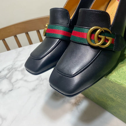 GUCCI 26S GG LOAFERS 75 MM IN BLACK CALFSKIN STYLE 1
