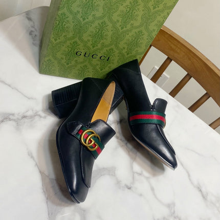 GUCCI 26S GG LOAFERS 75 MM IN BLACK CALFSKIN STYLE 1