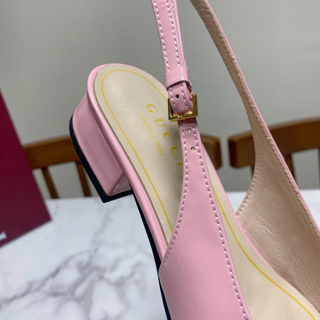 GUCCI 26S SLINGBACK FLATS IN PINK CALFSKIN