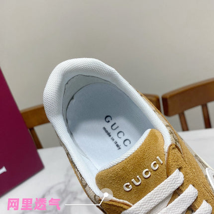 GUCCI 26S SNEAKER IN BEIGE CANVAS AND BROWN SUEDE