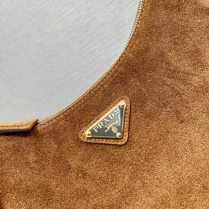 MOON HANDBAG 22 IN RUSSET BROWN SUEDE