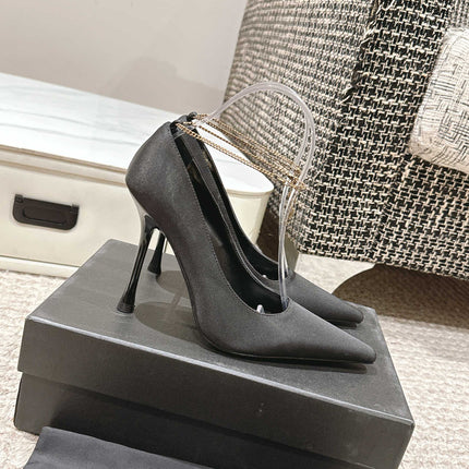 HIGH PUMP 9 CM IN BLACK SATIN