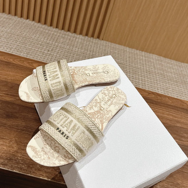 DIOR 26S SLIDE SANDALS IN BEIGE TOILE DE JOUY LOGO
