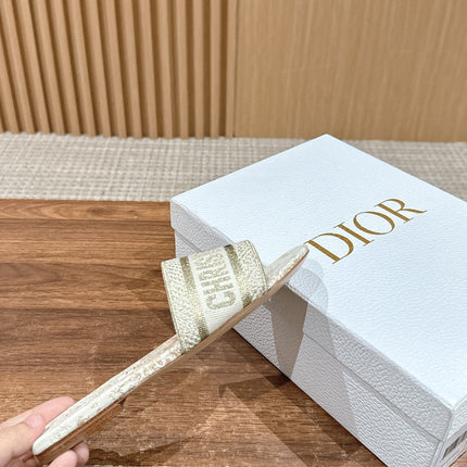 DIOR 26S SLIDE SANDALS IN BEIGE TOILE DE JOUY LOGO