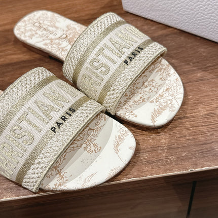 DIOR 26S SLIDE SANDALS IN BEIGE TOILE DE JOUY LOGO