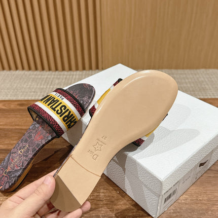 DIOR 26S SLIDE SANDALS IN MULTICOLOR TOILE PRINT LOGO