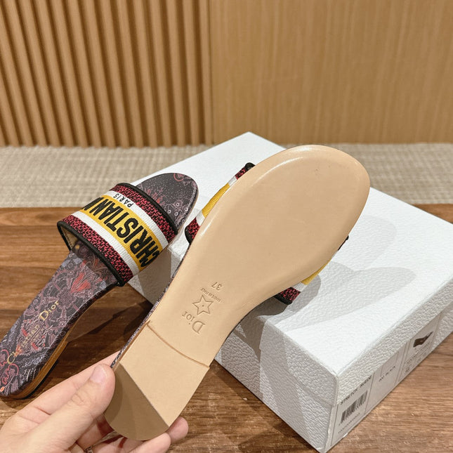 DIOR 26S SLIDE SANDALS IN MULTICOLOR TOILE PRINT LOGO