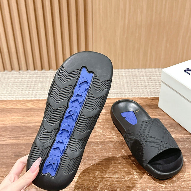 BURBERRY 26S SLIDE SANDALS IN BLACK CALFSKIN
