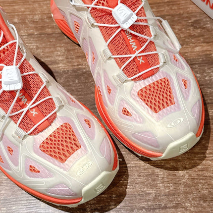 ALO 25S SALOMON XT WHISPER IN ORANGE MESH FABRIC AND WHITE LAMBSKIN