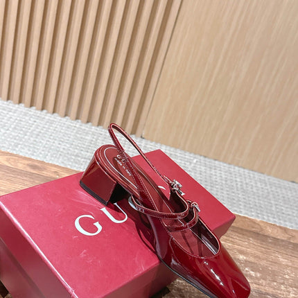 GUCCI 26S BLOCK-HEEL SLINGBACK PUMPS 45 MM IN RED CALFSKIN