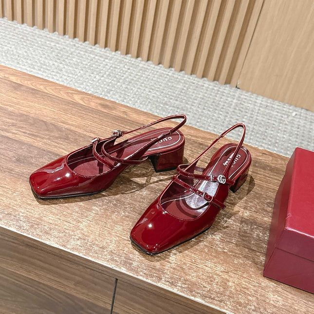 GUCCI 26S BLOCK-HEEL SLINGBACK PUMPS 45 MM IN RED CALFSKIN