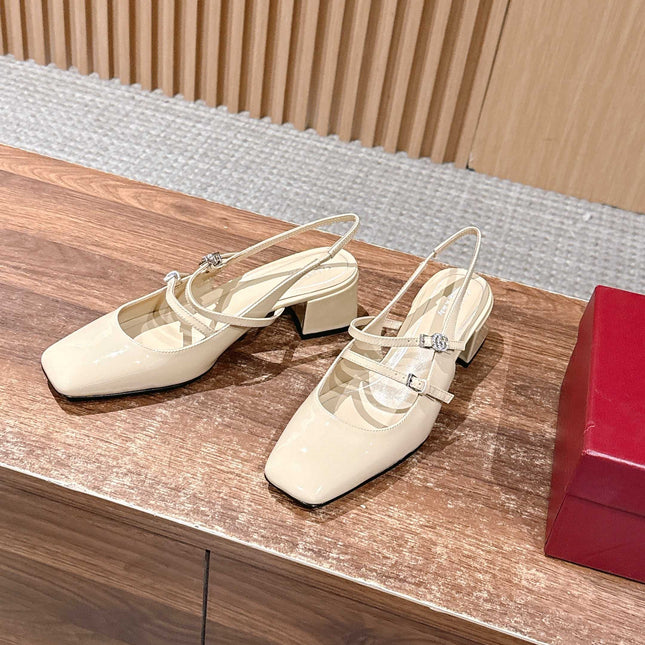 GUCCI 26S BLOCK-HEEL SLINGBACK PUMPS 45 MM IN CREAM BEIGE CALFSKIN