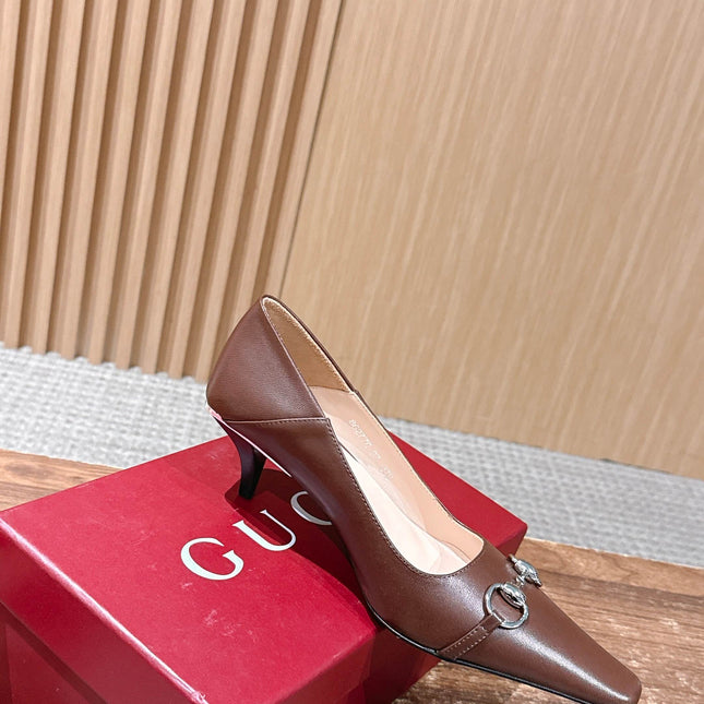GUCCI 26S VITTORIA PUMPS 60 MM IN BROWN LAMBSKIN