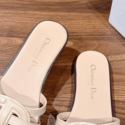 DIOR 26S SLIDE SANDALS IN BEIGE CLUB WOVEN CALFSKIN