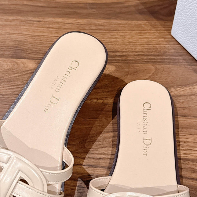 DIOR 26S SLIDE SANDALS IN BEIGE CLUB WOVEN CALFSKIN