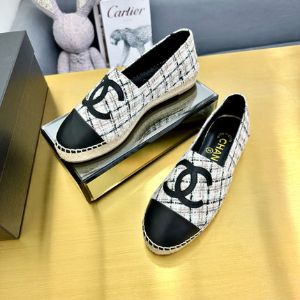 CC ESPADRILLES PLATFORM 25S MIX COLOR TWEED AND BLACK LAMBSKIN