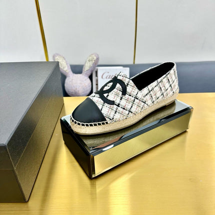 CC ESPADRILLES PLATFORM 25S MIX COLOR TWEED AND BLACK LAMBSKIN