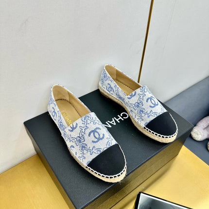CC ESPADRILLES PLATFORM IN BLUE MIX BLACK FABRIC