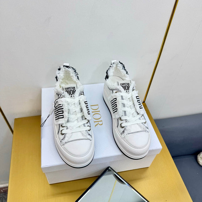 DIOR 26S LOW-TOP PLATFORM SNEAKER 50MM IN WHITE CANVAS