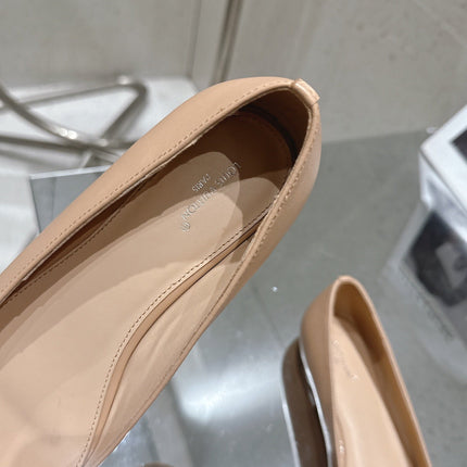 LV 26S POINTED TOE BALLET FLATS IN NUDE BEIGE CALFSKIN