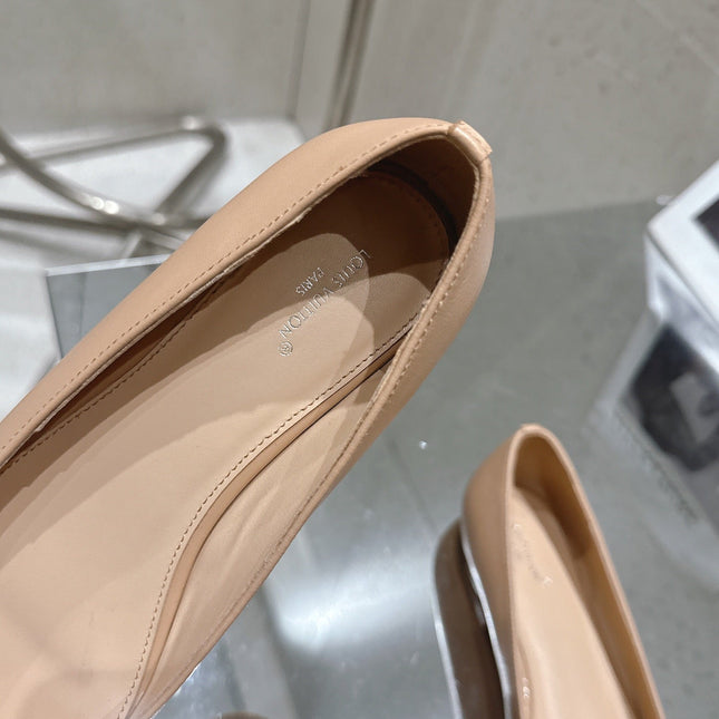 LV 26S POINTED TOE BALLET FLATS IN NUDE BEIGE CALFSKIN