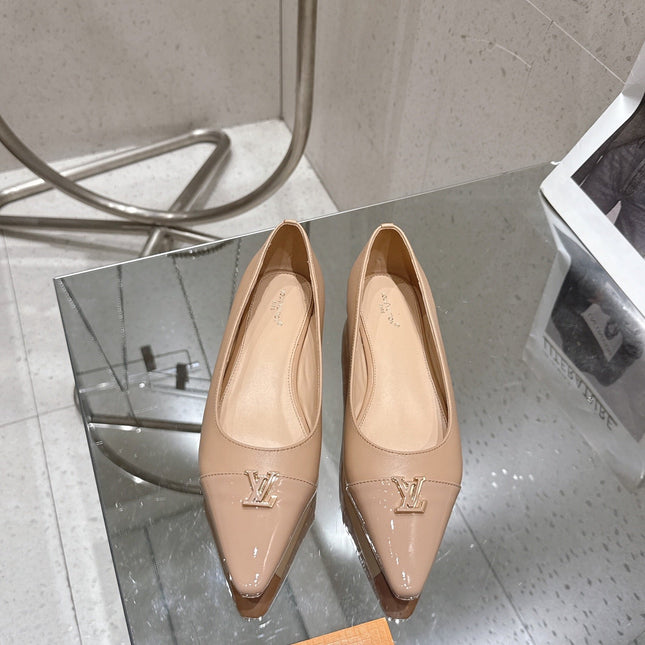 LV 26S POINTED TOE BALLET FLATS IN NUDE BEIGE CALFSKIN