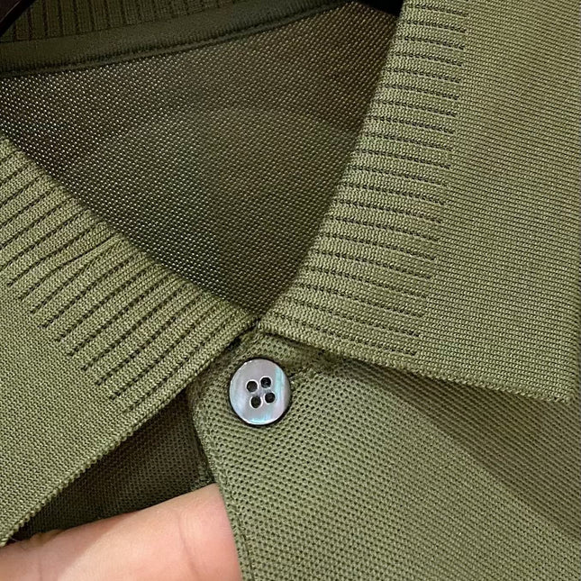 LV POLO SHIRT IN ARMY GREEN MESH BEADED COTTON FABRIC 238855
