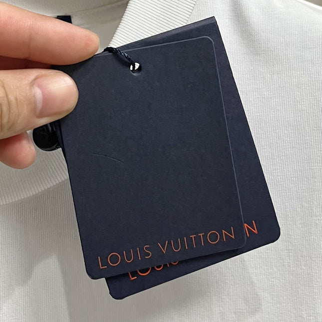 LV WHITE COTTON T-SHIRT EMBROIDERED LOGO 238861