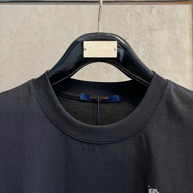 LV T-SHIRT IN BLACK PURE COTTON LOGO PRINT 238774