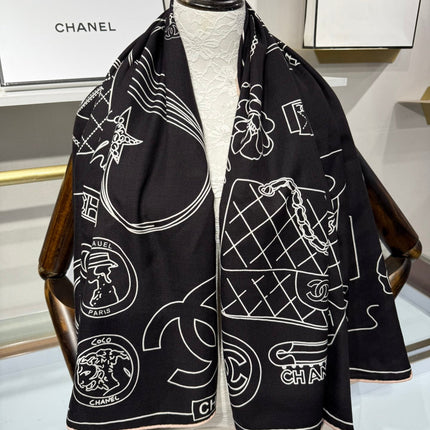 CHANEL 25S SCARF 140 IN SILK 732181