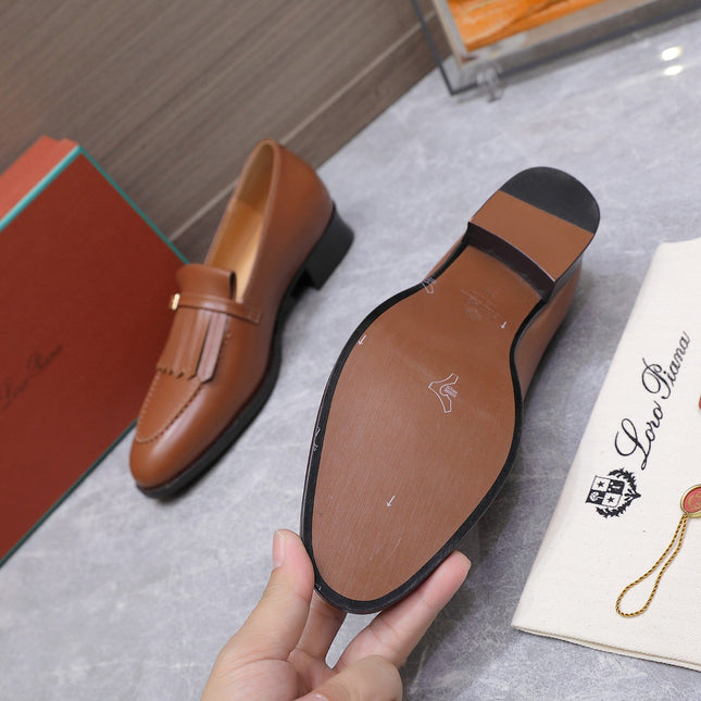 LP 26S SERGIO TASSEL LOAFERS IN CARAMEL BROWN CALFSKIN GOLD HARDWARE
