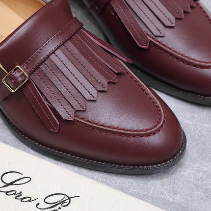 LP 26S SERGIO TASSEL LOAFERS IN BURGUNDY RED CALFSKIN GOLD HARDWARE
