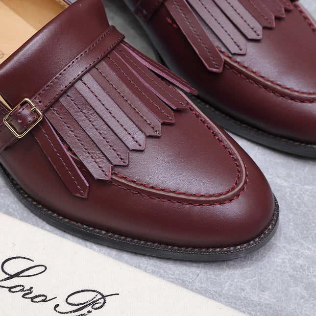 LP 26S SERGIO TASSEL LOAFERS IN BURGUNDY RED CALFSKIN GOLD HARDWARE
