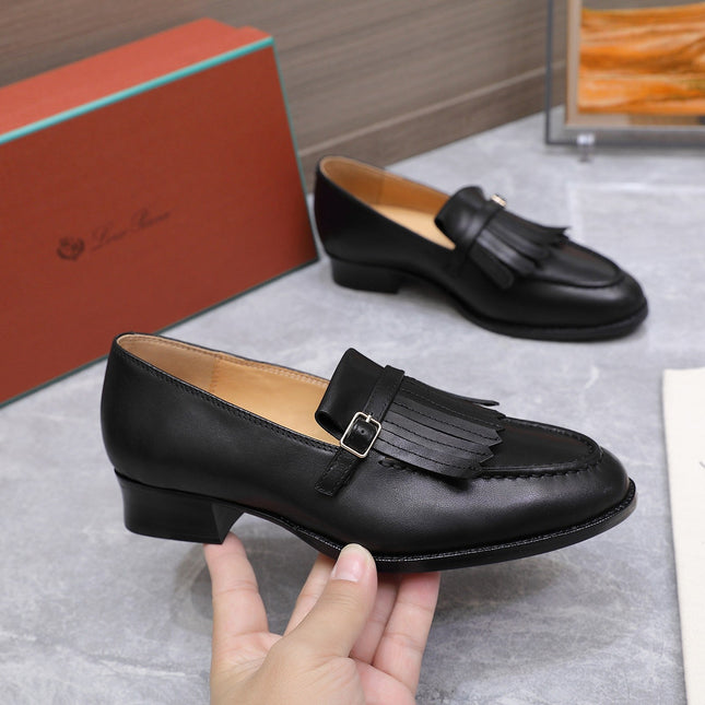 LP 26S SERGIO TASSEL LOAFERS IN BLACK CALFSKIN GOLD HARDWARE