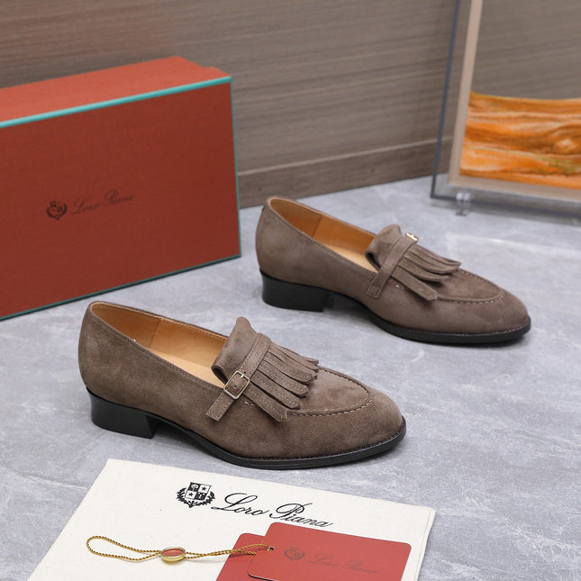 LP 26S SERGIO TASSEL LOAFERS IN BROWN SUEDE GOLD HARDWARE