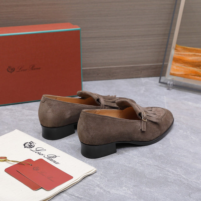 LP 26S SERGIO TASSEL LOAFERS IN BROWN SUEDE GOLD HARDWARE
