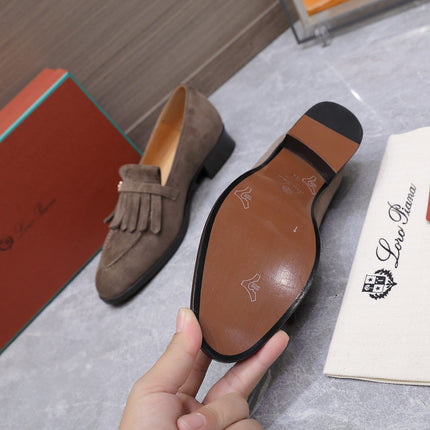 LP 26S SERGIO TASSEL LOAFERS IN BROWN SUEDE GOLD HARDWARE