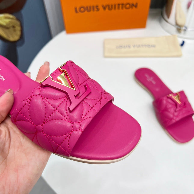LV 26S MARE FLAT MULES IN PINK CALFSKIN