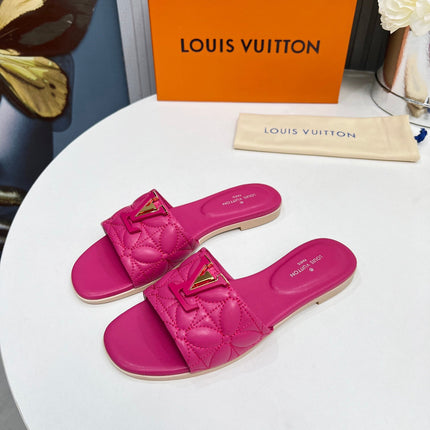 LV 26S MARE FLAT MULES IN PINK CALFSKIN