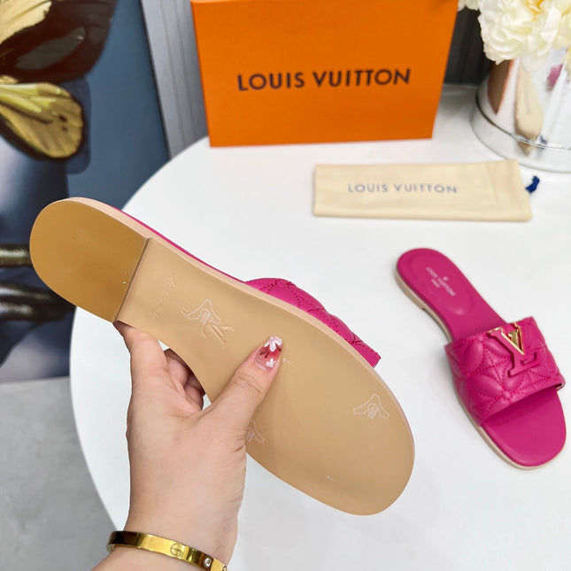 LV 26S MARE FLAT MULES IN PINK CALFSKIN
