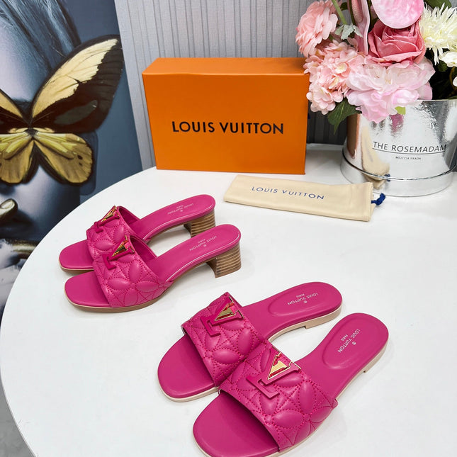LV 26S MARE FLAT MULES IN PINK CALFSKIN