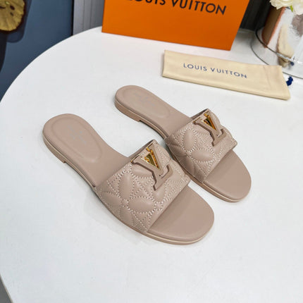 LV 26S MARE FLAT MULES IN DARK BEIGE CALFSKIN