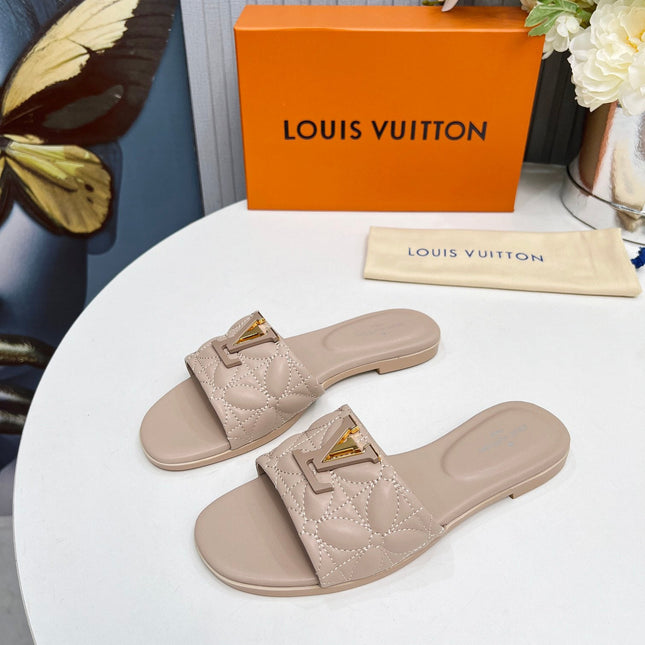 LV 26S MARE FLAT MULES IN DARK BEIGE CALFSKIN